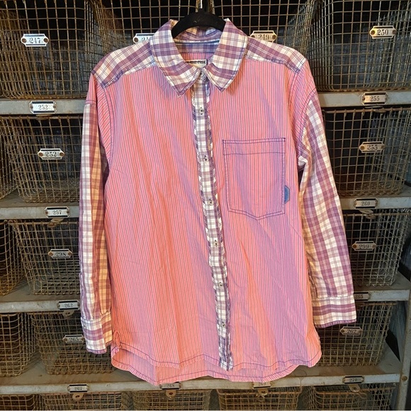 New! Free People We The Free Montauk Gingham Plaid Shirt pink purple 2435 - Picture 7 of 13
